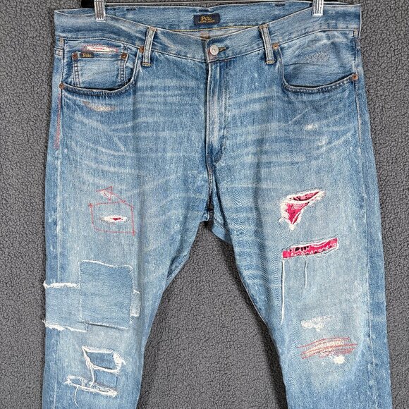 Polo Ralph Lauren The Sullivan Slim Patch Distressed Jeans - Men's Size 38*30 - Picture 2 of 12